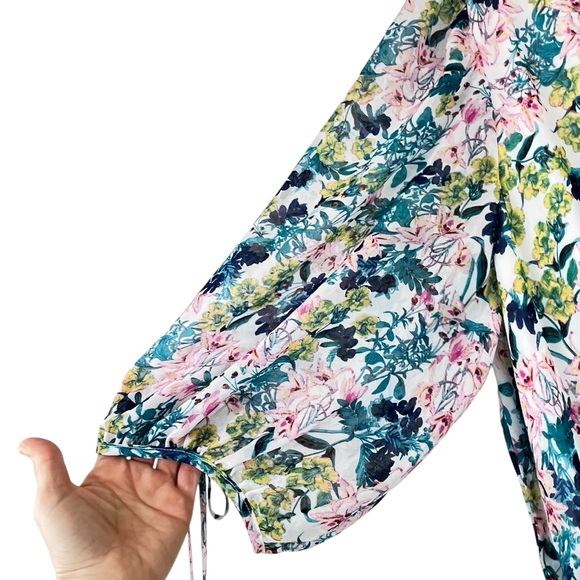 NEW Taylor Floral Print Chiffon Dress Smocked Waist V-Neck A-Line Tiered 20W NWT - Picture 8 of 16